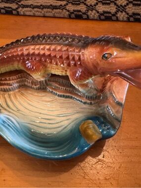 Vintage Florida Souvenir Ashtray Trinket Alligator Ceramic Hand Painted